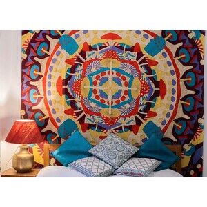 Earthbound Trading Mushroom Kaleidoscope Mandala Tapestry Cotton India